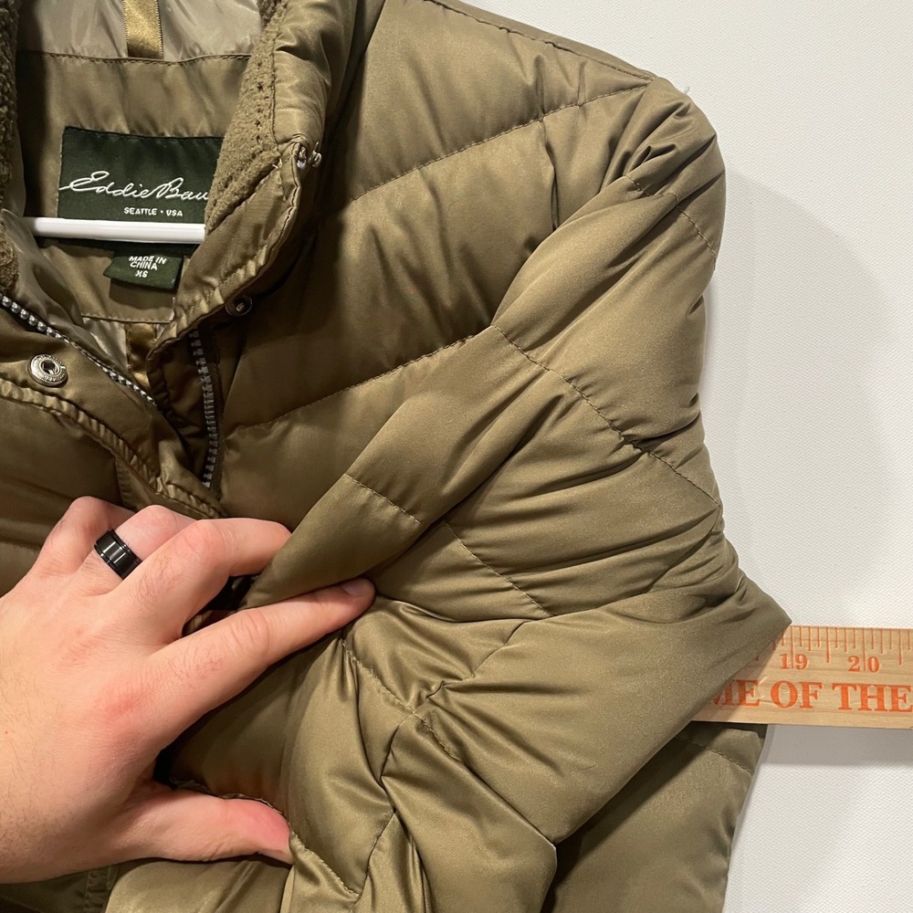 Eddie Bauer Women's Down Puffer Jacket Olive Green XS EB550 Fill - Picture 6 of 11